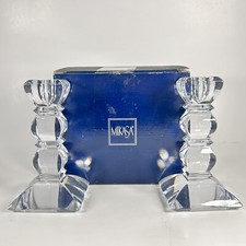 Pair MIKASA Lead Crystal Candlesticks Taper EXPOSE 5.75” Candle Holders w/ Box
