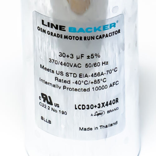 Supco Capacitor Round Dual Run 30 + 3 uf mfd 370/440 Volts for HVAC Motors - Picture 2 of 5