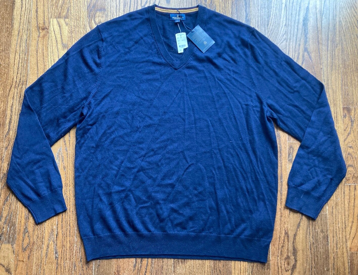 NWT Brooks Brothers Mens Extra Fine Merino Wool Sweater Sz 2XL V