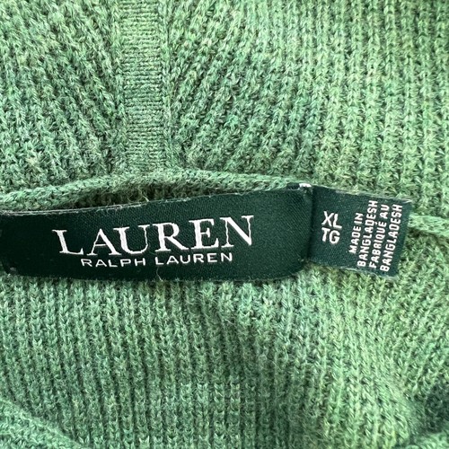 Lauren Ralph Lauren Hoodie Waffle Knit Pullover Womens XL Drawstring Lime Green - Bild 5 von 13