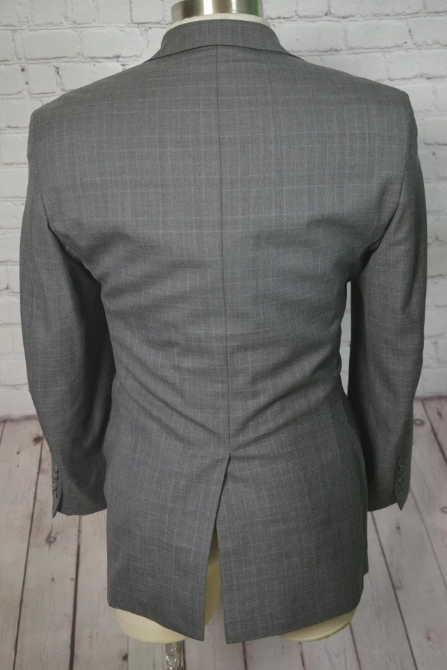 Tom James Mens Gray Check Classic Wool 2 Piece Suit 39S Jacket 35x31 Pant - Image 4 of 4