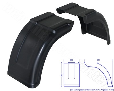 AL-KO / ALKO Kunststoff Tandemkotflügel Kurzkotflügel geteilt PLUS 223x340mm
