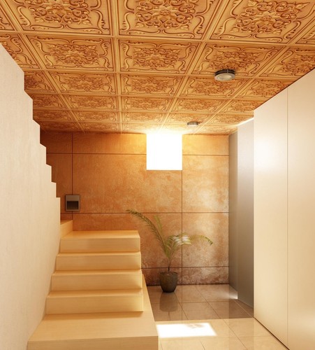 Piastrelle soffitto deco pannelli soffitto in latta pannello 3D PL22 vintage marrone oro 10 pz - Foto 11 di 22