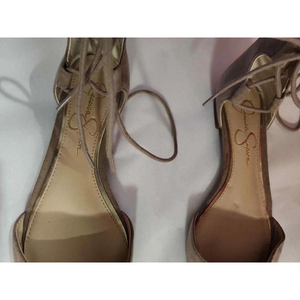 Jessica Simpson Zeena Tan Suede Lace up Point toe Flat Sandals - Size 6.5 Ties - Image 3 of 4