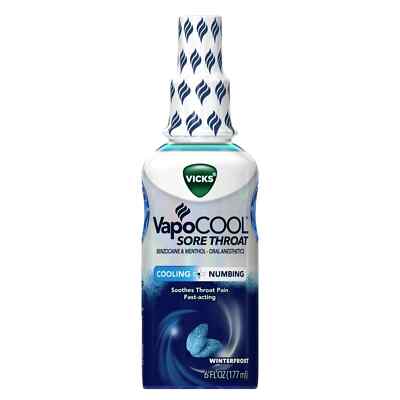 Vicks VapoCool Sore Throat Spray Winterfrost Benzocaine & Menthol 6 FL oz