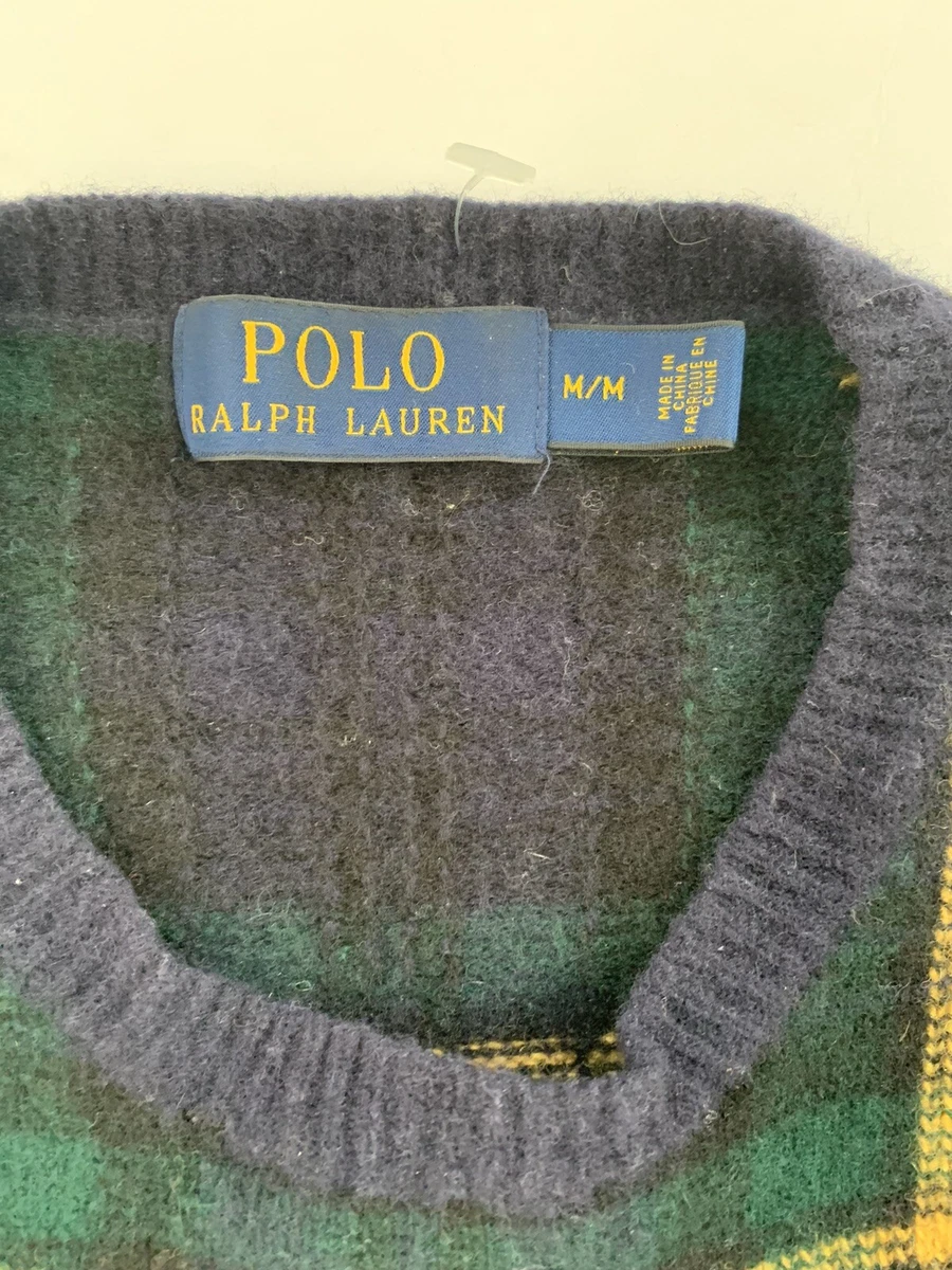 ralph lauren polo sweater wool leather patch size medium