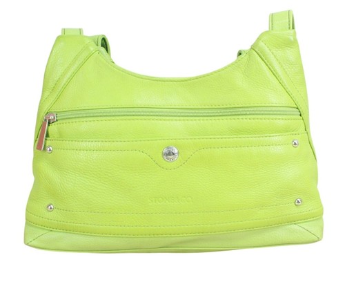 Stone & Co Women's Pebbled Leather Lime Green Shoulder Bag