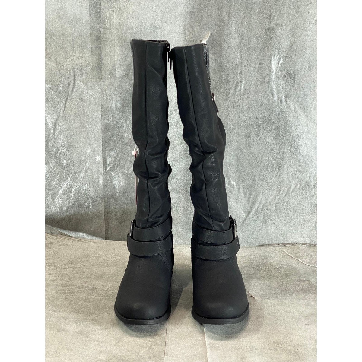 XOXO Women's Black Mayne Extendable Calf Side-Zip Tall Boots SZ