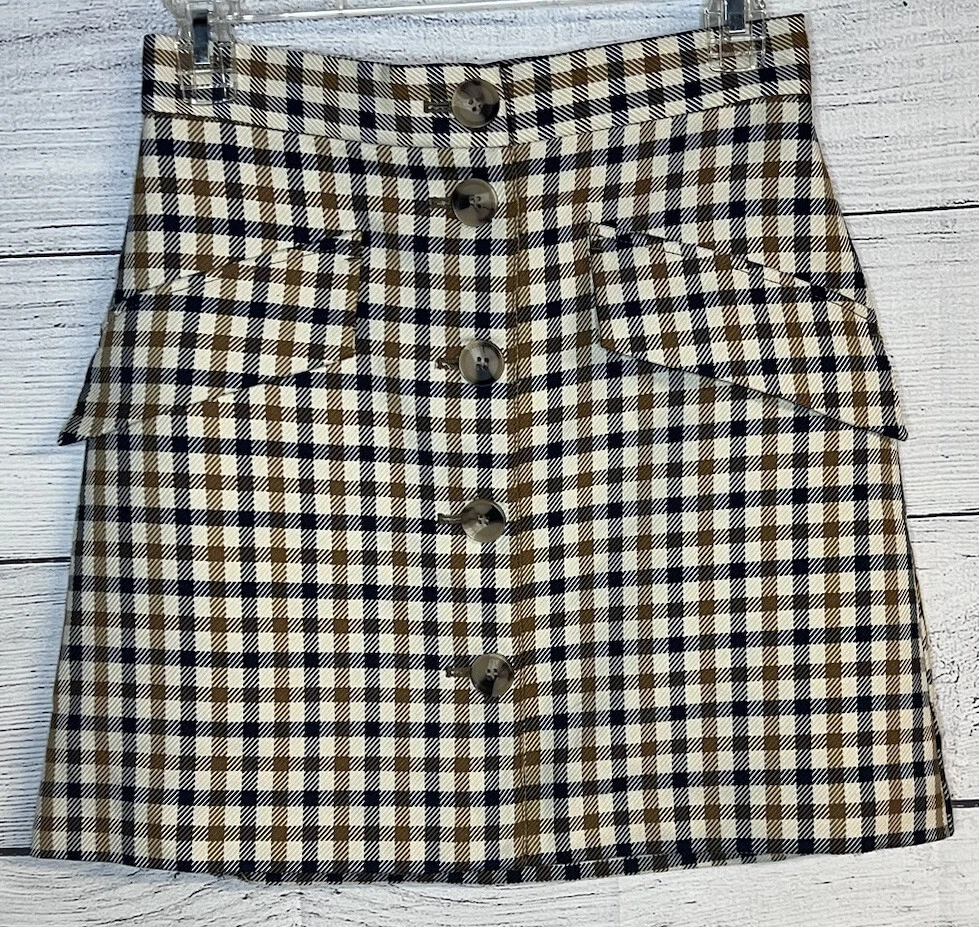 Button down skirt clearance plaid