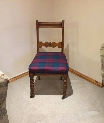 Reupholstered resprung Antique tartan chair - Picture 6 of 9