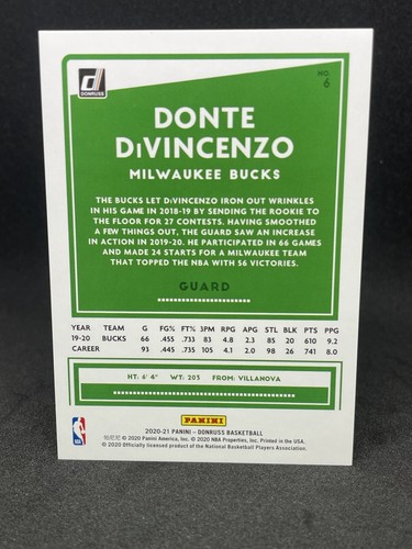 2020-21 Donruss Donte DiVinvenzo Gold Mojo 02/10 Milwaukee Bucks Timberwolves - Picture 2 of 2