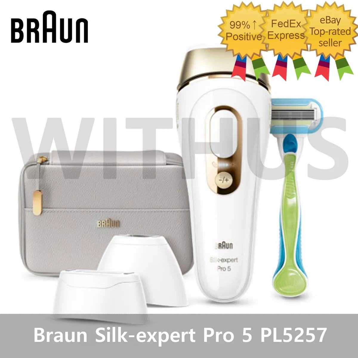 Braun Silk-expert Pro 5 PL5257 IPL Hair Removal System White & Gold with  Pouch