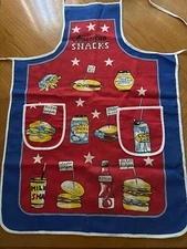 Printed Kitchen Cotton Apron, 24"x31", w/2 pockets, AMERICAN SNACKS, Amber Mills