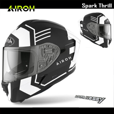CASCO INTEGRALE STRADALE AIROH SPARK THRILL NERO BIANCO OPACO