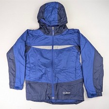 L.L. Bean Youth 8 Trail Model Fleece Lined Windbreaker Jacket - Blue/Navy