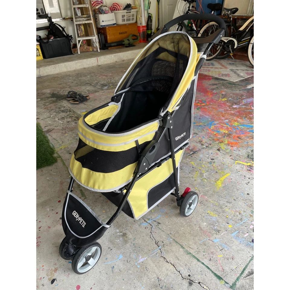GEN7PETS Pet Stroller Jogger Carrier Dog Cat Travel Yellow Black - Image 4 of 4