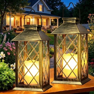 Solarlaterne für den Außenbereich, 2er-Pack, 35 cm Große Solarlampen, Garten ...