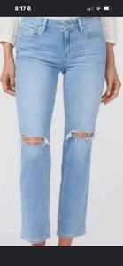 PAIGE Amber Jeans Women’s Size 27 Fiesta Destructed Light Wash Wide Leg Crop