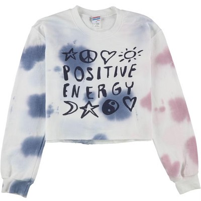 Junk Food Womens Positive Energy Crop Sweatshirt, white, Medium