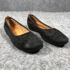 Gabor Hovercraft Shoes Womens Size 8.5 Black Nubuck Ballet Flats Perforated