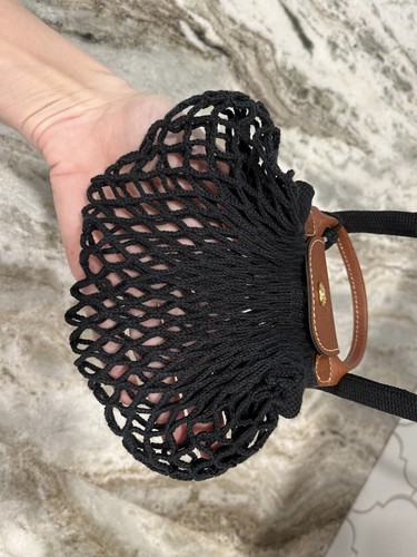 Longchamp Le Pliage Filet XS schwarz Mesh Schultertasche FILT Mini Handtasche - Bild 5 von 17