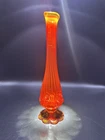 Vintage Fenton Valencia Amberina Swung Budvase Flower Footed 9 7/8in GLOWS!