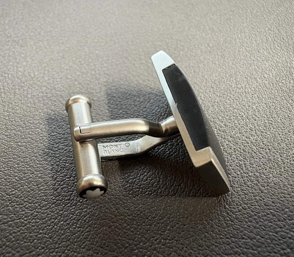 MONTBLANC STAR Juego de Goma de Acero Inoxidable Par de Gemelos MONT BLANC Puños Gemelos Foto 2 de 4