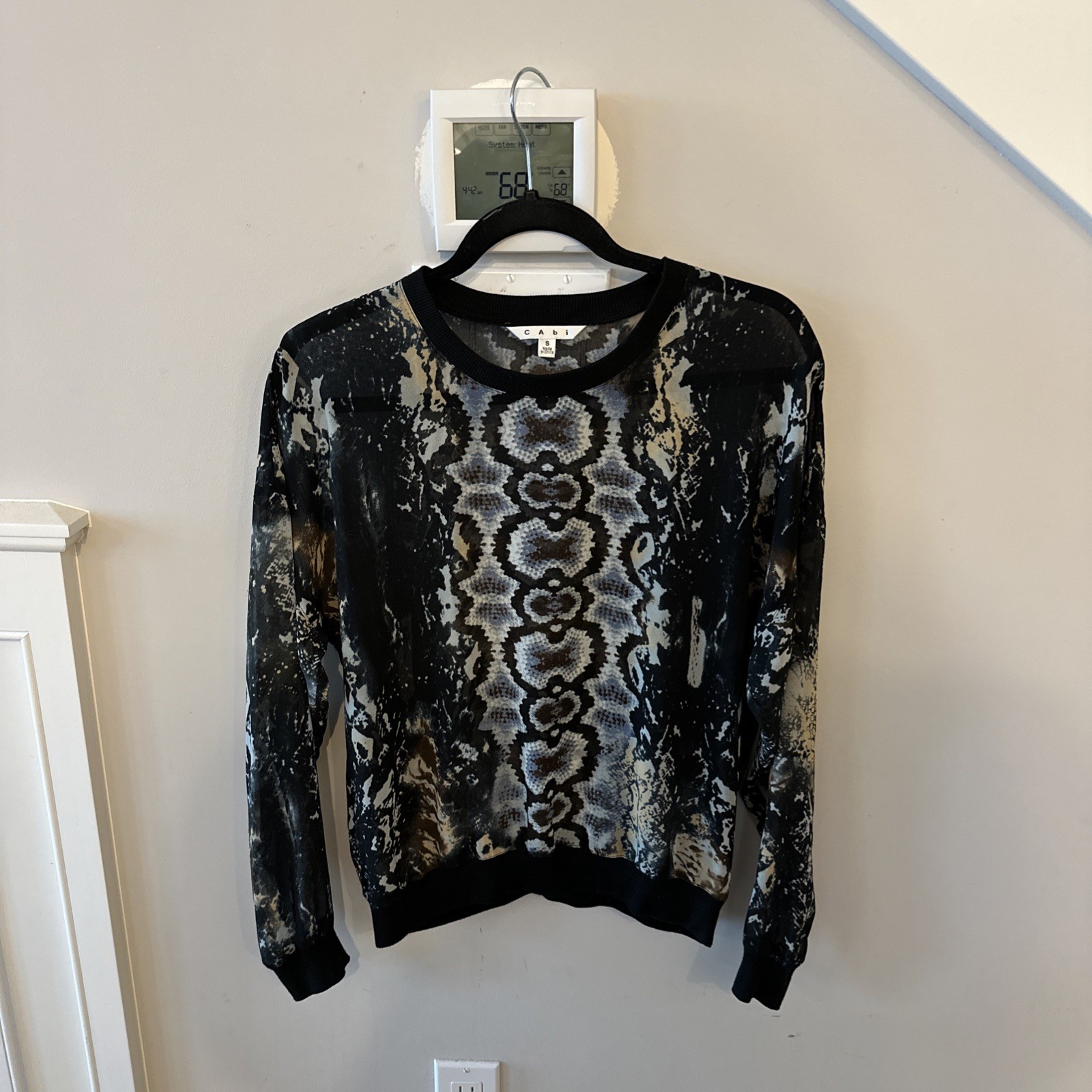 CAbi Python Print Chiffon Sweatshirt Small Excell… - image 1