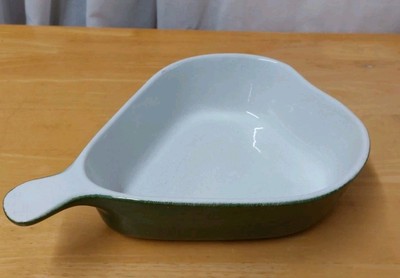 Grün und weiß Herzform Caserole Schale, keine Chips oder Risse 27 cm x 20 cm x 7 cm