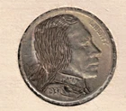 Modern Hobo Nickel Thomas Jefferson on 1937 Buffalo Nickel
