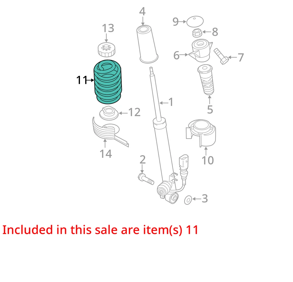 Задняя пневматическая/катушечная пружина VIN Fp 7-я и 8-я цифры подходит для 09–17 AUDI Q5 639068 - Изображение 3 из 4