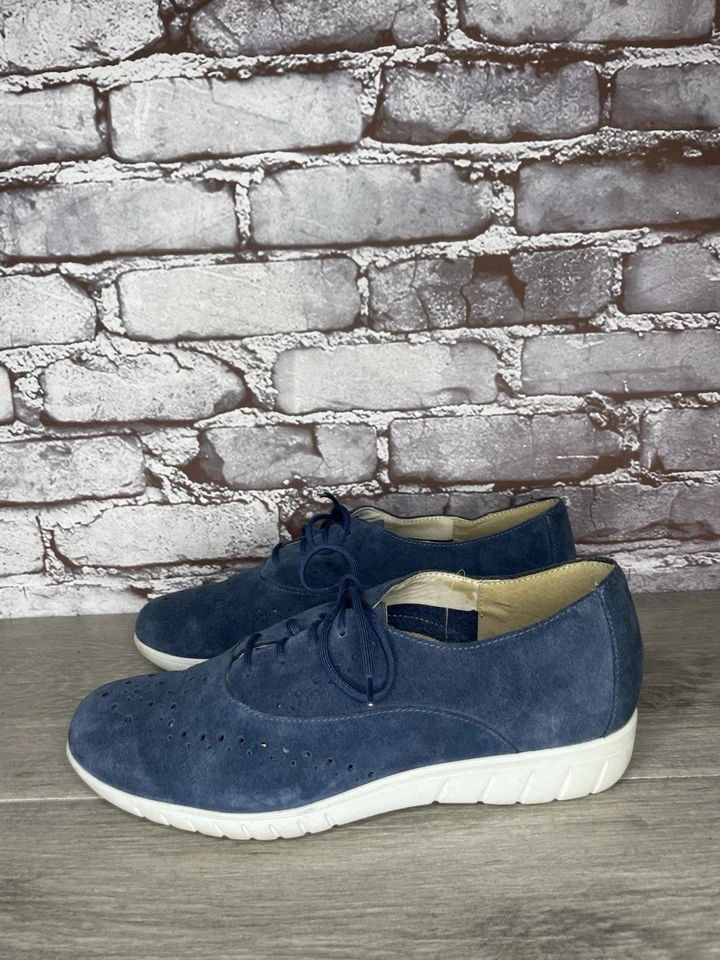 Munro Sport Almond Toe Navy Blue Suede Wellesley Oxford Sneakers Xtra Lite 8.5W - Image 2 of 4