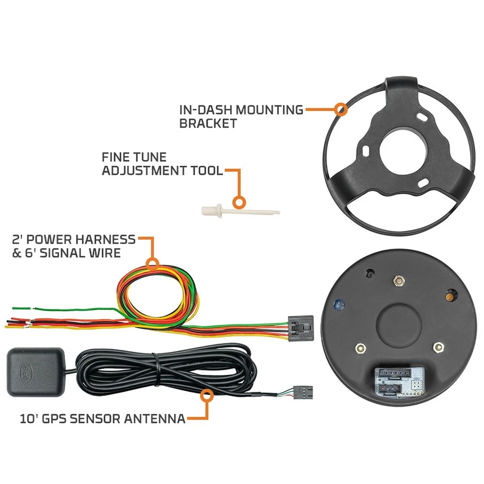 GlowShift White 7 Color 100 MPH In-Dash GPS Speedometer Gauge Kit 85mm 3-3/8" - Image 2 of 4