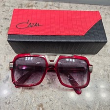 Cazal Sunglasses Red Silver Square Aviator Made in Germany MOD 664/3 COL 004