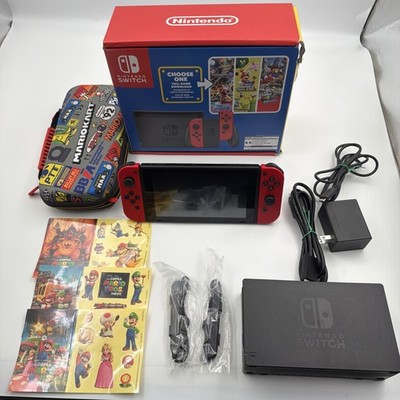 Nintendo Switch Console Mario Choose One Bundle 32GB Red Joycons No Game No Grip
