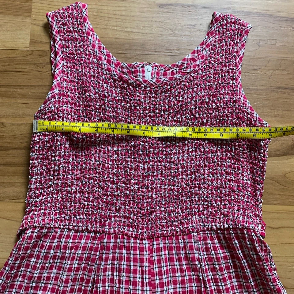 Винтажный красный Gingham со сборками Детский комбинезон от S. L. моды размер 14 галстук ремень без рукавов - Изображение 2 из 4