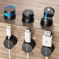 Magnetic Cord Holder 360 Rotation Organizer, 6Pack Cable 6 PACK, Black