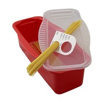 Microwave Pasta Cooker with Built-in Portion Tool – BPA-Free, 2.1 Quarts, Red 