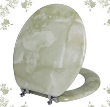 Round Toilet Seat Natural Wood W Zinc Alloy Hinges, Easy Install Easy Clean