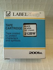 K-Sun 212BW Label Shop Tape Cartridge Black On White 1/2” (12mm)