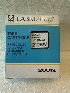 K-Sun 212BW Label Shop Tape Cartridge Black On White 1/2” (12mm)