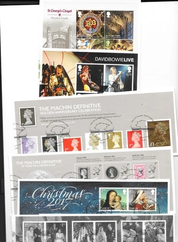 GB 2017 Set 6 Commemorative MINISHEETS full yearset fine used on piece stamps