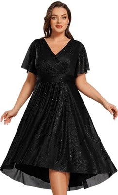 Ever Pretty elegantes Midikleid formeller Abend Party Abschlussball UK 16 schwarz Glitzer 