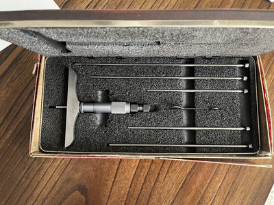 Starrett 445BZ-6RL Depth Micrometer, 4'' Base, 0-6'' Range, .001'' 