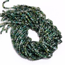 Natural Moss Agate Gemstone Round Shape Smooth Beads 4X4.5 mm Strand 15" UGB613