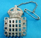WW2 STERLING SILVER MILITARY PRISON SERVICE BADGE HALLMARKED WORLD WAR II