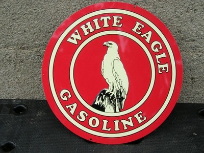 White Eagle Gasoline Emossed 11'' Round Metal Sign New