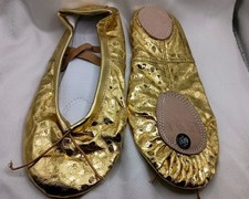 Miss Fiona Women's Size 6/37 Gymnastics Ballet Flats w/Split Soles Gold Dots NIP