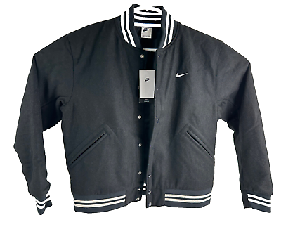 Nike Sportswear Authentics Varsity Jacket Black White Men`s Nike Sportswear Authentics Varsity Jacket Black White Men`s