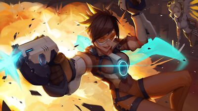 Anime wings short hair gun overwatch mercy tracer Playmat Gaming Mat